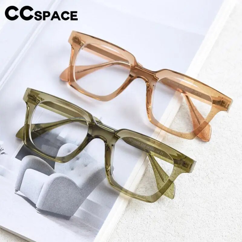 CCspace Unisex Full Rim Square Tr 90 Titanium Eyeglasses 57023 Full Rim CCspace