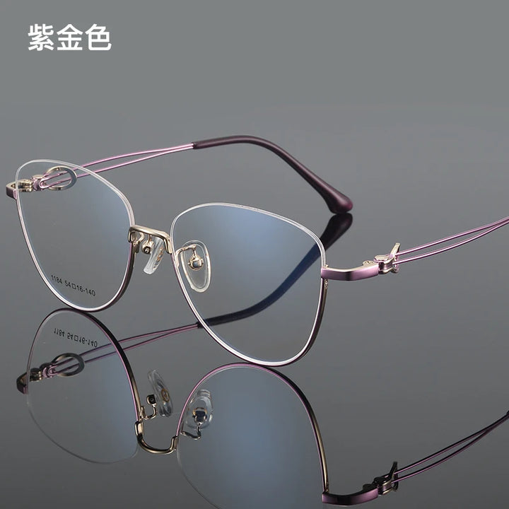 Bclear Women's Semi Rim Square Cat Eye Alloy Eyeglasses 61184