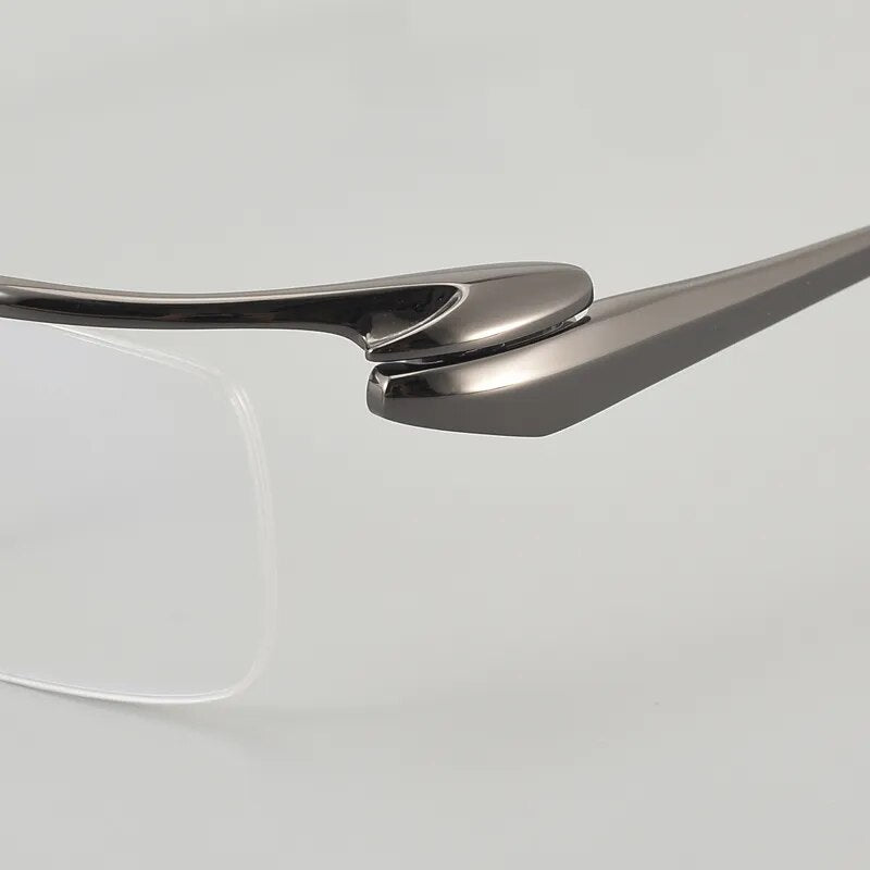 Muzz Men's Semi Rim Rectangle Titanium Eyeglasses 1153q Semi Rim Muzz