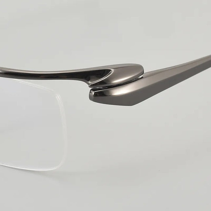 Muzz Men's Semi Rim Rectangle Titanium Eyeglasses 1153q Semi Rim Muzz