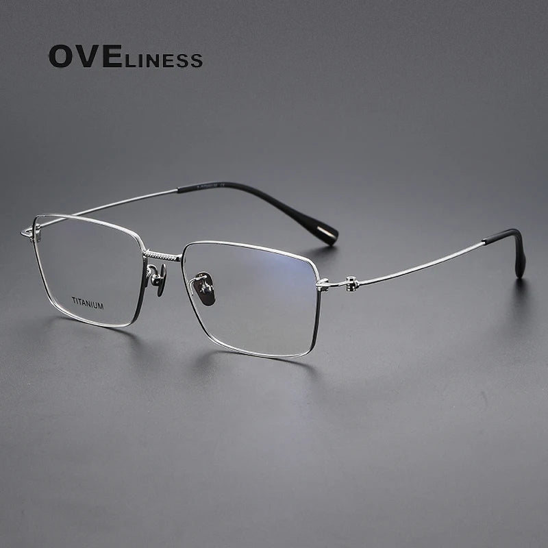 Oveliness Men's Full Rim Square Titanium Eyeglasses 80912 Full Rim Oveliness silver  