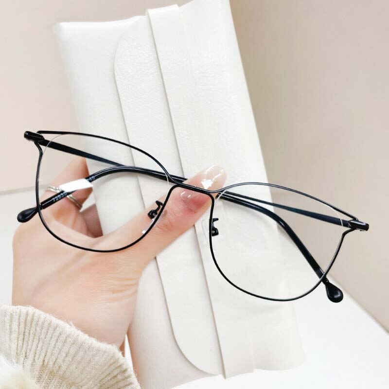 CCspace Unisex Full Rim Square Cat Eye Alloy Eyeglasses 55895 Full Rim CCspace Black China