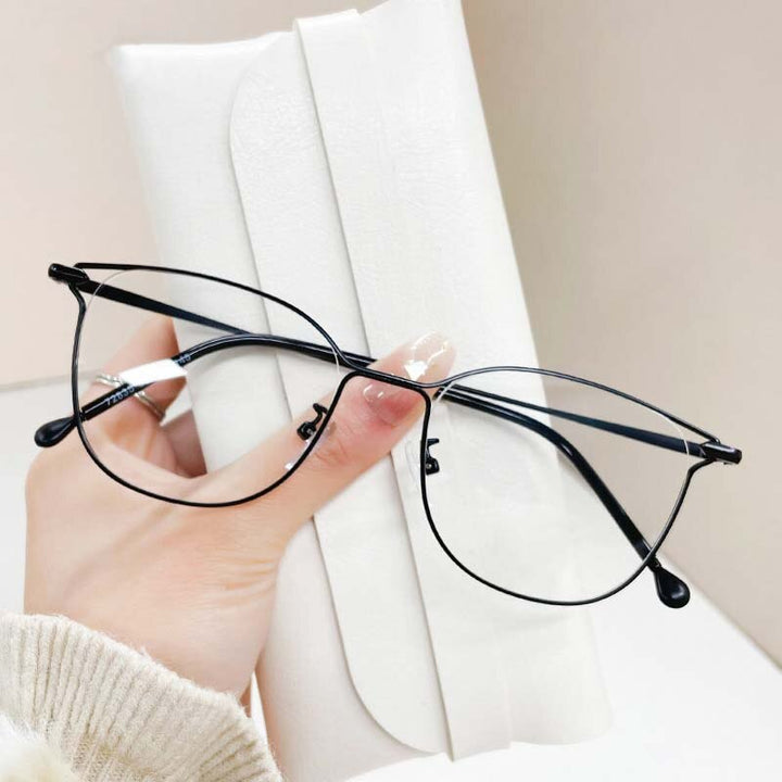 CCspace Unisex Full Rim Square Cat Eye Alloy Eyeglasses 55895 Full Rim CCspace Black China