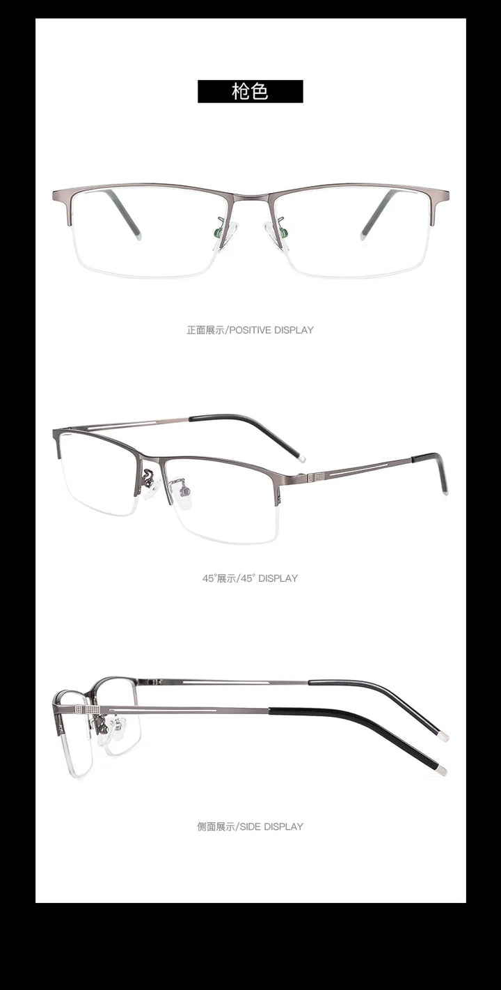 Reven Jate Men's Semi Rim Square Alloy Eyeglasses 990070 Semi Rim Reven Jate