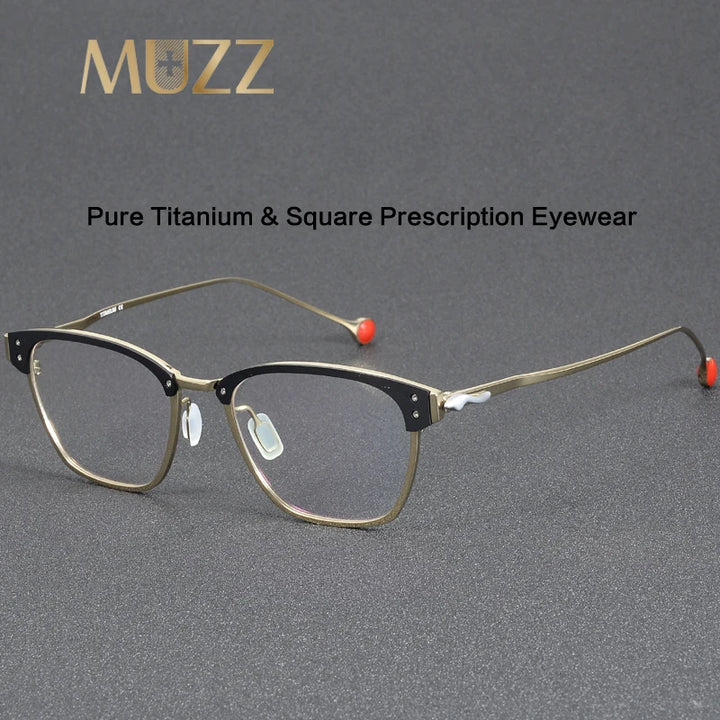 Muzz Unisex Full Rim Square Acetate Titanium Eyeglasses 63402