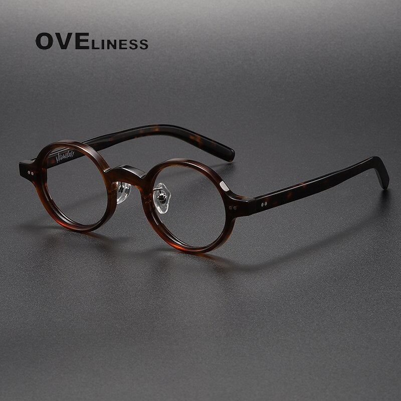 Oveliness Unisex Full Rim Roun Acetate Eyeglasses 005 Full Rim Oveliness brown