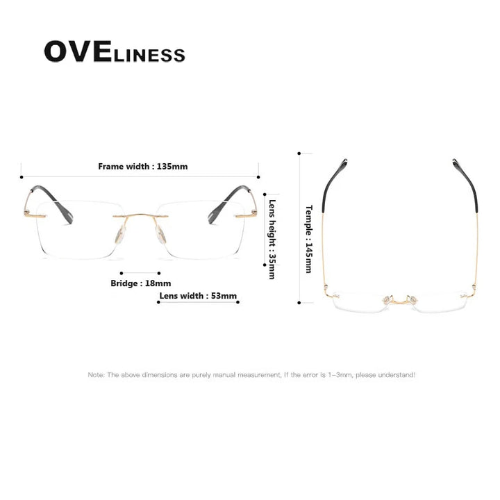 Oveliness Women's Rimless Square Titanium Eyeglasses 80965