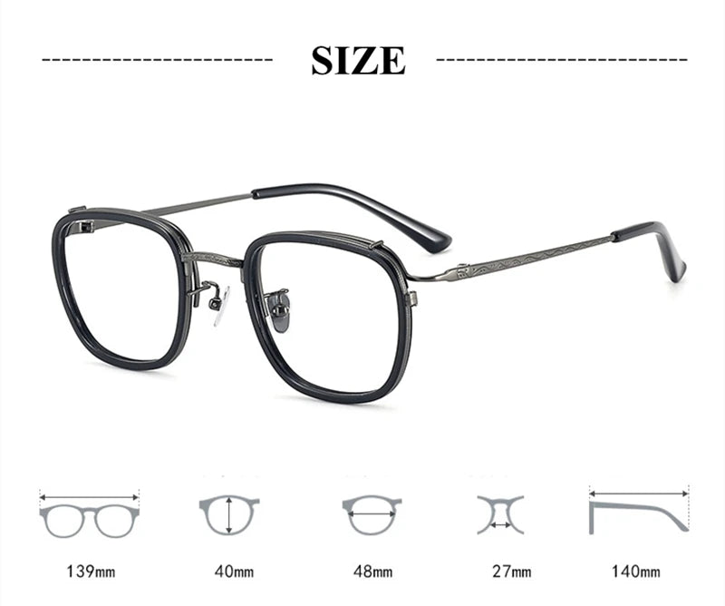 Black Mask Unisex Full Rim Square Titanium Acetate Eyeglasses 6015 Full Rim Black Mask