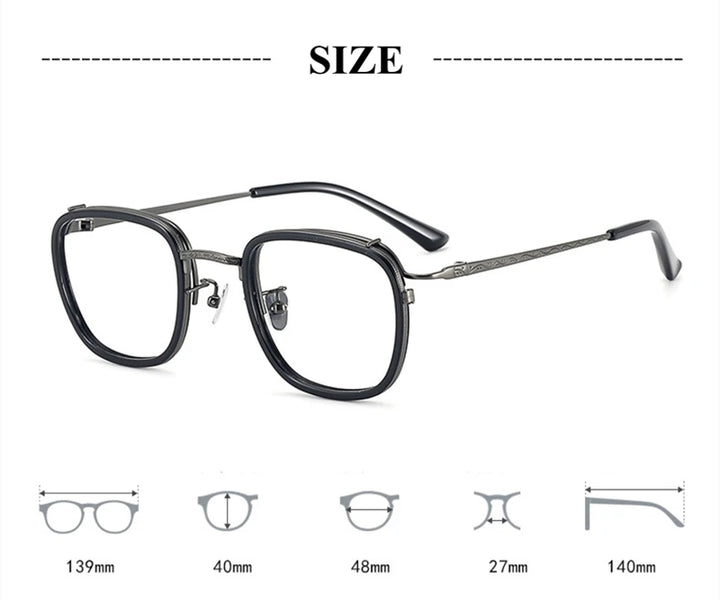 Black Mask Unisex Full Rim Square Titanium Acetate Eyeglasses 6015 Full Rim Black Mask