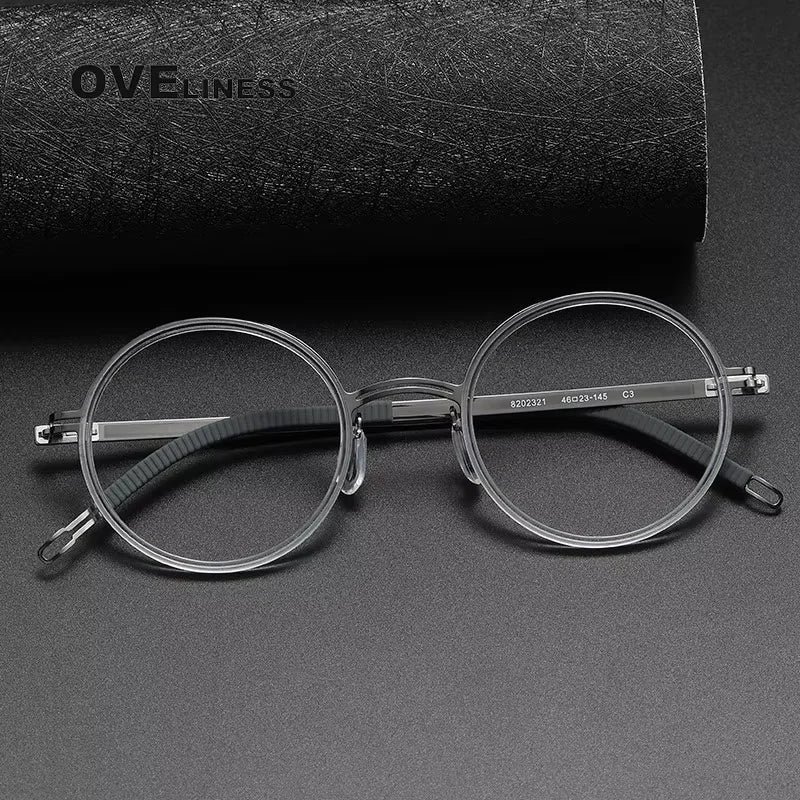 Oveliness Women's Full Rim Round Acetate Titanium Eyeglasses 82021
