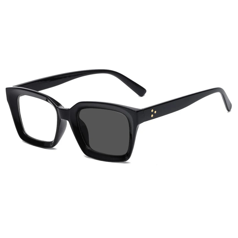 Kocolior Unisex Full Rim Square Acetate Hyperopic Reading Glasses 4913 Reading Glasses Kocolior Photochromic Black China 0