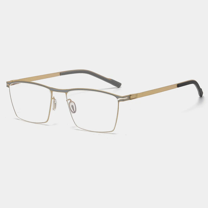 Gatenac Unisex Full Rim Square Titanium Eyeglasses Gxyj1147 Full Rim Gatenac Gray Gold