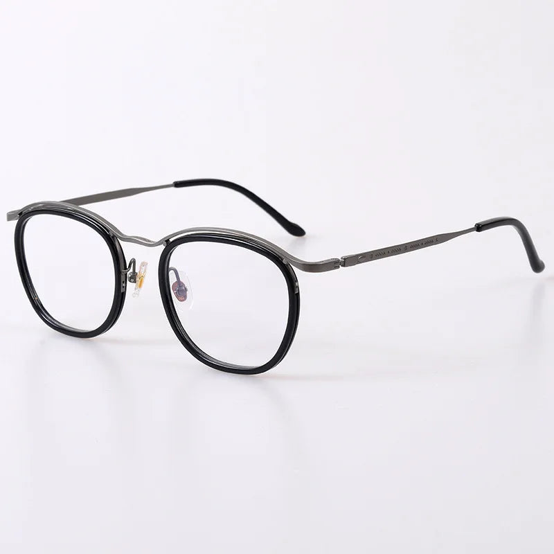 Black Mask Unisex Full Rim Square Acetate Titanium Eyeglasses 95912