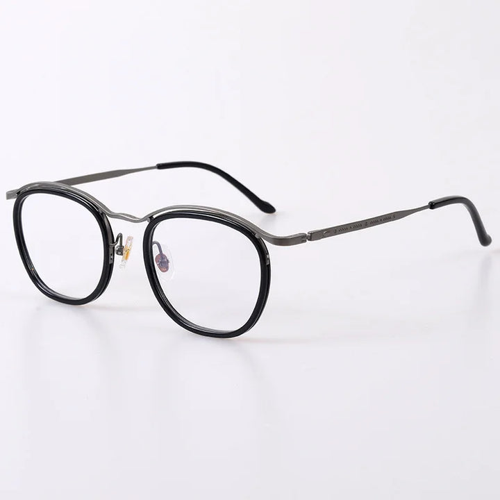 Black Mask Unisex Full Rim Square Acetate Titanium Eyeglasses 95912