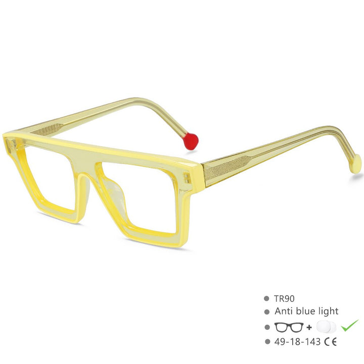 CCspace Unisex Full Rim Rectangle Cat Eye Acetate Eyeglasses 56012 Full Rim CCspace Yellow