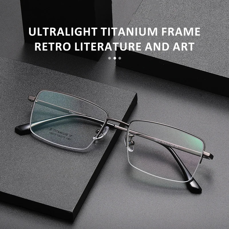 Vicky Unisex Semi Rim Square Polygon Titanium Reading Glasses 18012 Reading Glasses Vicky
