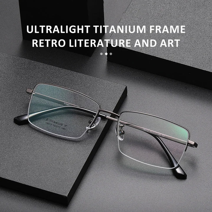 Vicky Unisex Semi Rim Square Polygon Titanium Reading Glasses 18012 Reading Glasses Vicky