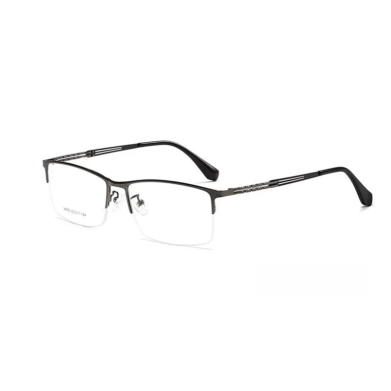 Yimaruili Men's Semi Rim Big Square Alloy Eyeglasses 34082 Semi Rim Yimaruili Eyeglasses Gun