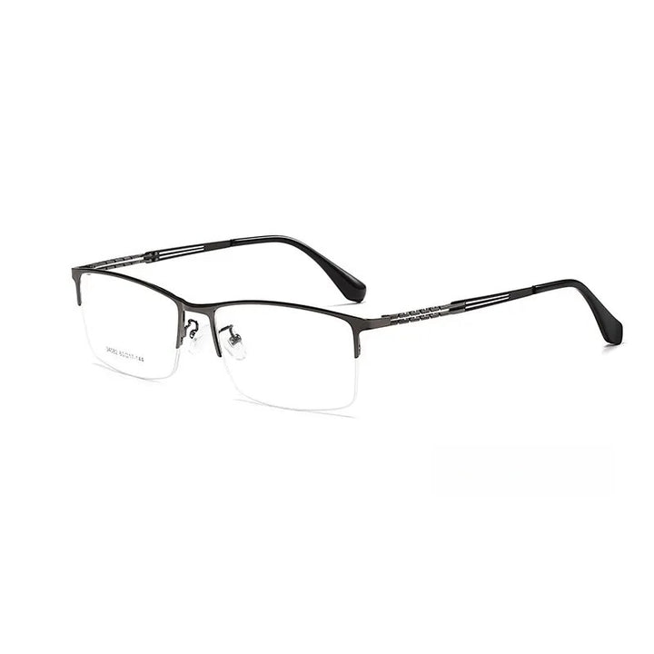 Yimaruili Men's Semi Rim Big Square Alloy Eyeglasses 34082 Semi Rim Yimaruili Eyeglasses Gun  