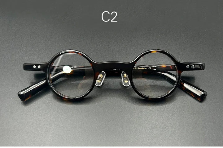 Yujo Unisex Full Rim Round Acetate Fiber Eyeglasses 3840 Full Rim Yujo C2 CHINA