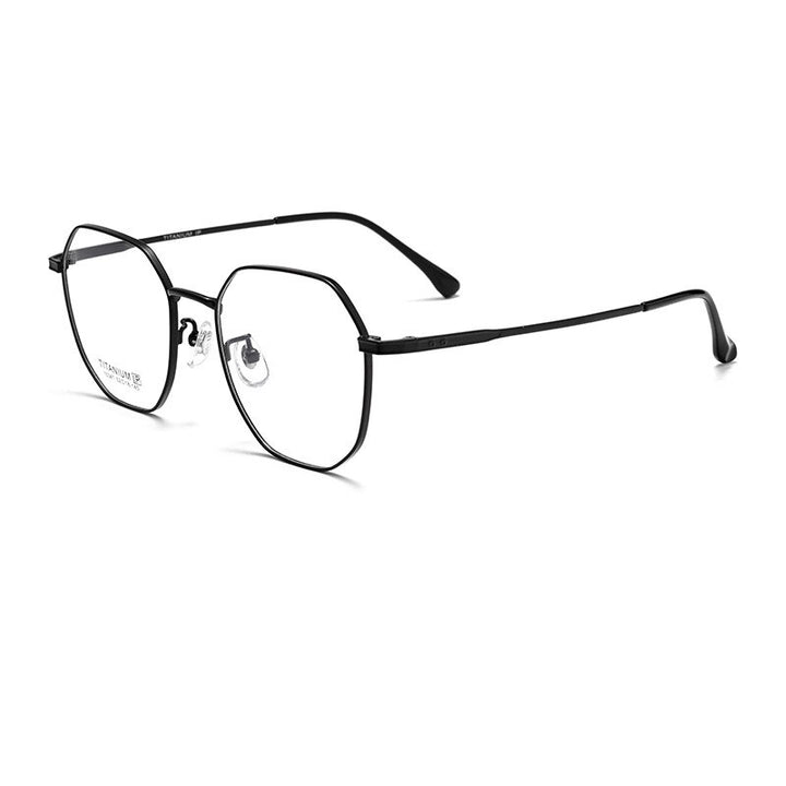 KatKani Unisex Full Rim Polygon Titanium Eyeglasses 15341p Full Rim KatKani Eyeglasses Black  