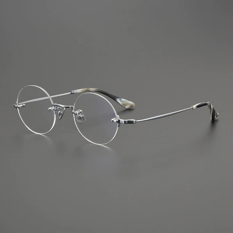 Gatenac Unisex Rimless Polygon Round Titanium Eyeglasses G41486