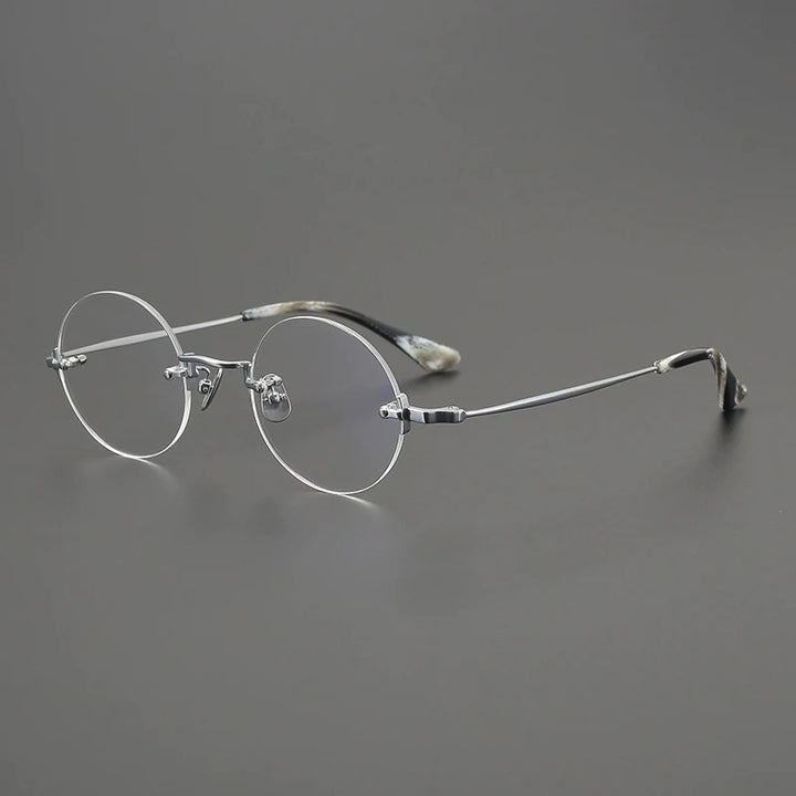 Gatenac Unisex Rimless Polygon Round Titanium Eyeglasses G41486