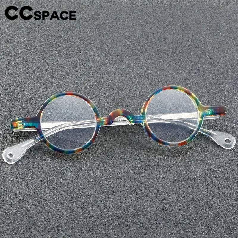 CCspace Unisex Full Rim Small Round Acetate Eyeglasses 56935 Full Rim CCspace