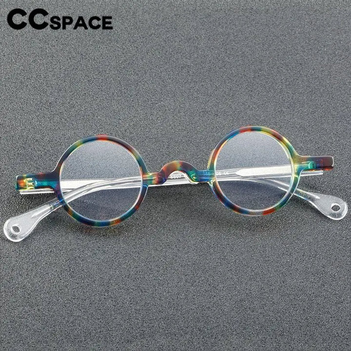 CCspace Unisex Full Rim Small Round Acetate Eyeglasses 56935 Full Rim CCspace