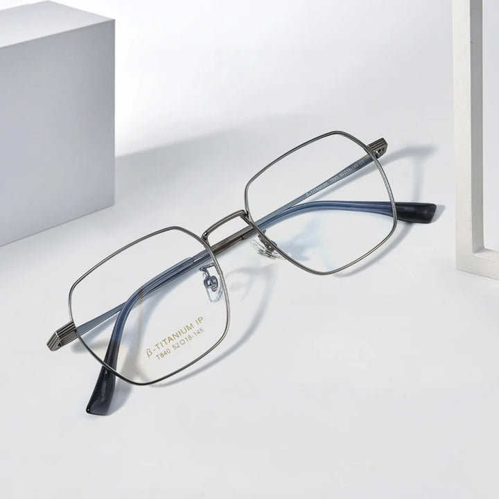 Gmei Unisex Full Rim Polygon Titanium Eyeglasses T840 Full Rim Gmei Optical