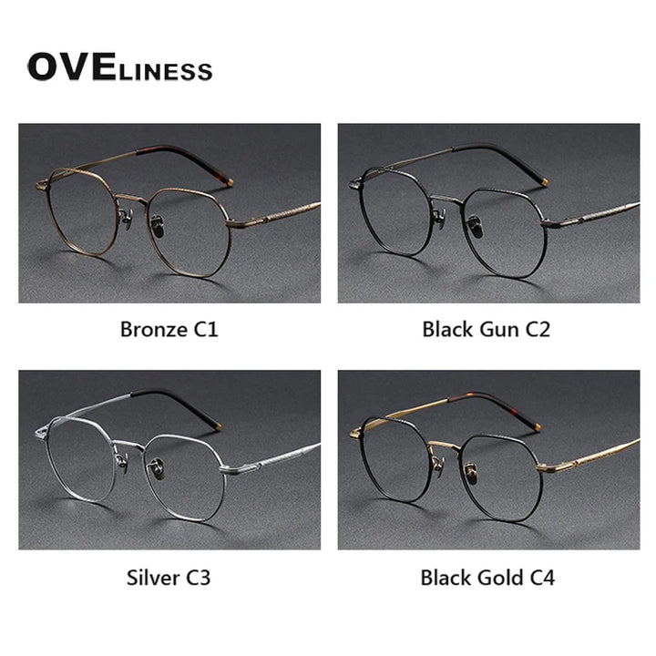 Oveliness Unisex Full Rim Polygon Titanium Eyeglasses 80882 Full Rim Oveliness