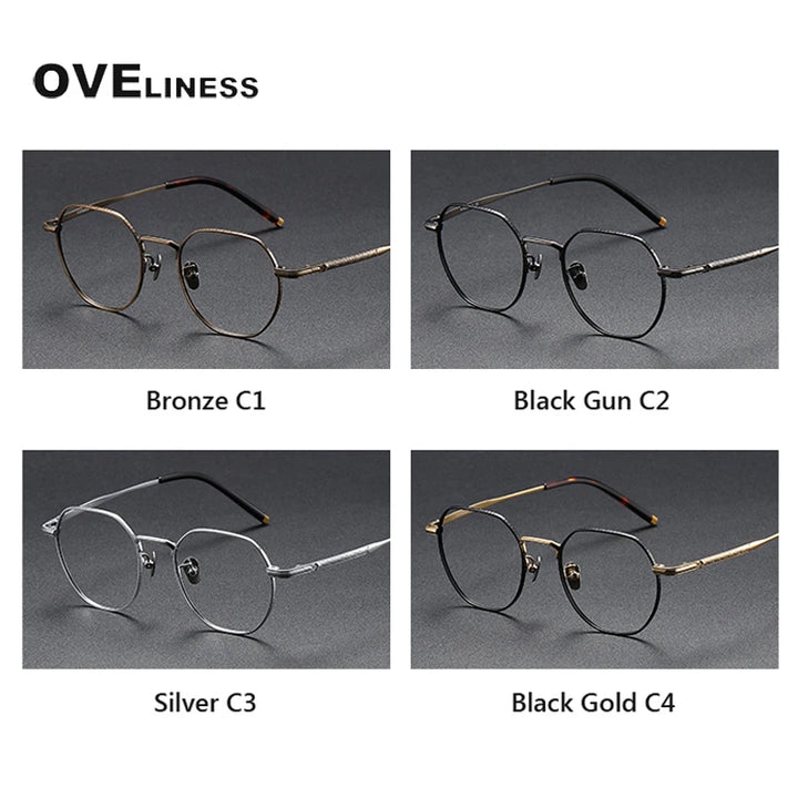Oveliness Unisex Full Rim Polygon Titanium Eyeglasses 80882 Full Rim Oveliness   