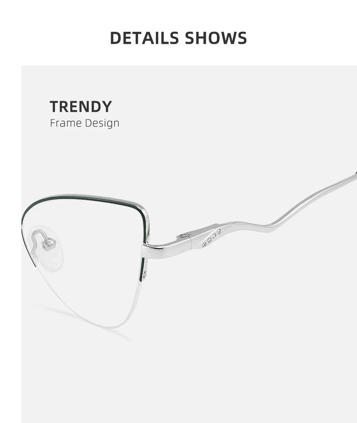 Laoyehui Women's Semi Rim Oval Cat Eye Alloy Reading Glasses 8451 Reading Glasses Laoyehui