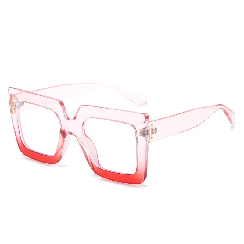CCSpace Unisex Full Rim Oversized Square Acetate Eyeglasses 56355 Full Rim CCspace PinkTea  