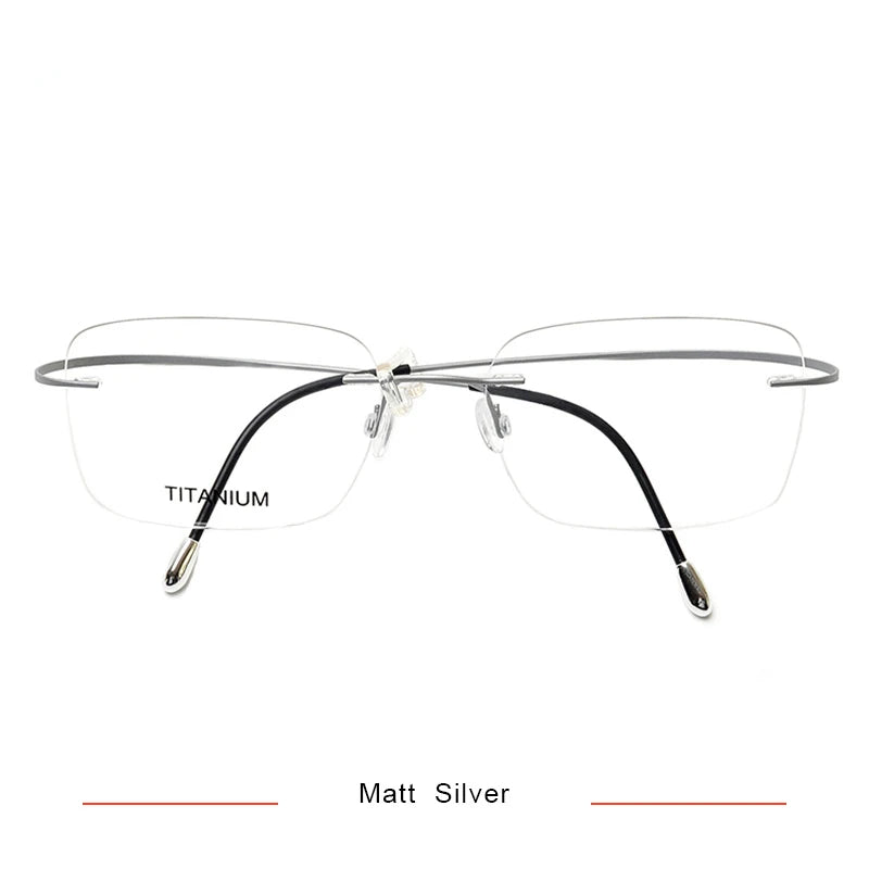 Brightzone Unisex Rimless Square Screwless Titanium Eyeglasses 71616 Rimless Brightzone Matt Silver