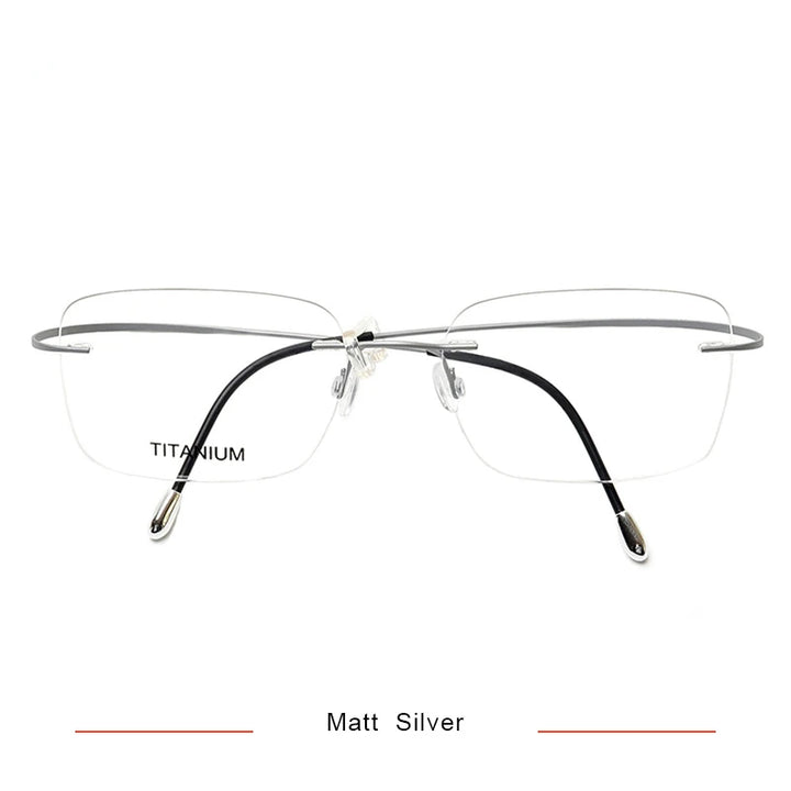 Brightzone Unisex Rimless Square Screwless Titanium Eyeglasses 71616 Rimless Brightzone Matt Silver