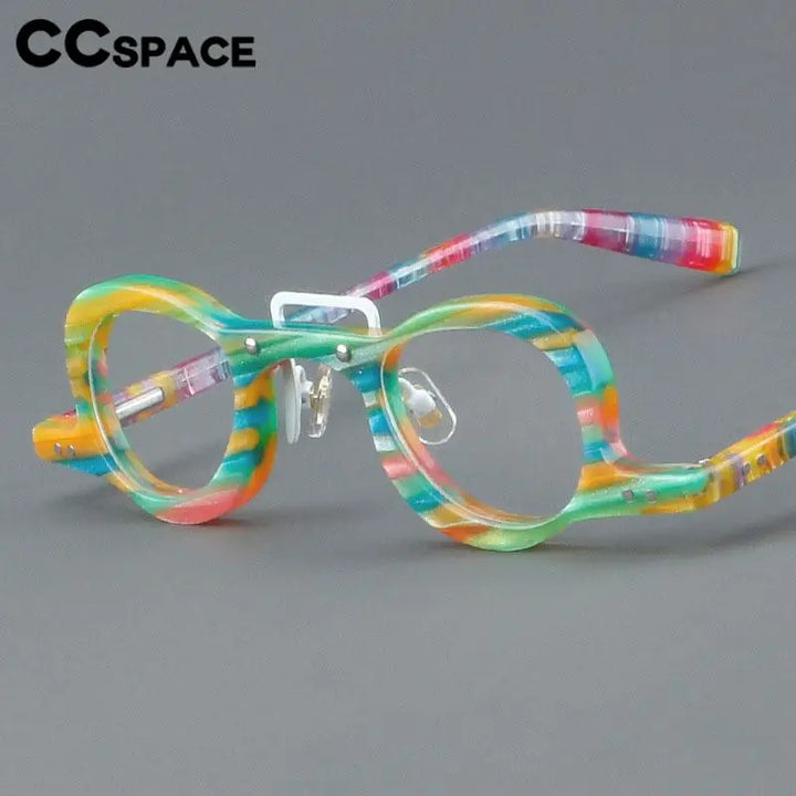 CCspace Women's Full Rim Small Round Double Bridge Acetate Eyeglasses 57191 Full Rim CCspace