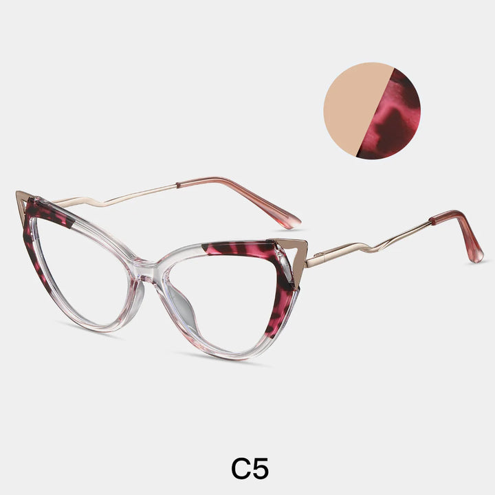 CCspace Women's Full Rim Oval Cat Eye Tr 90 Alloy Reading Glasses 802570