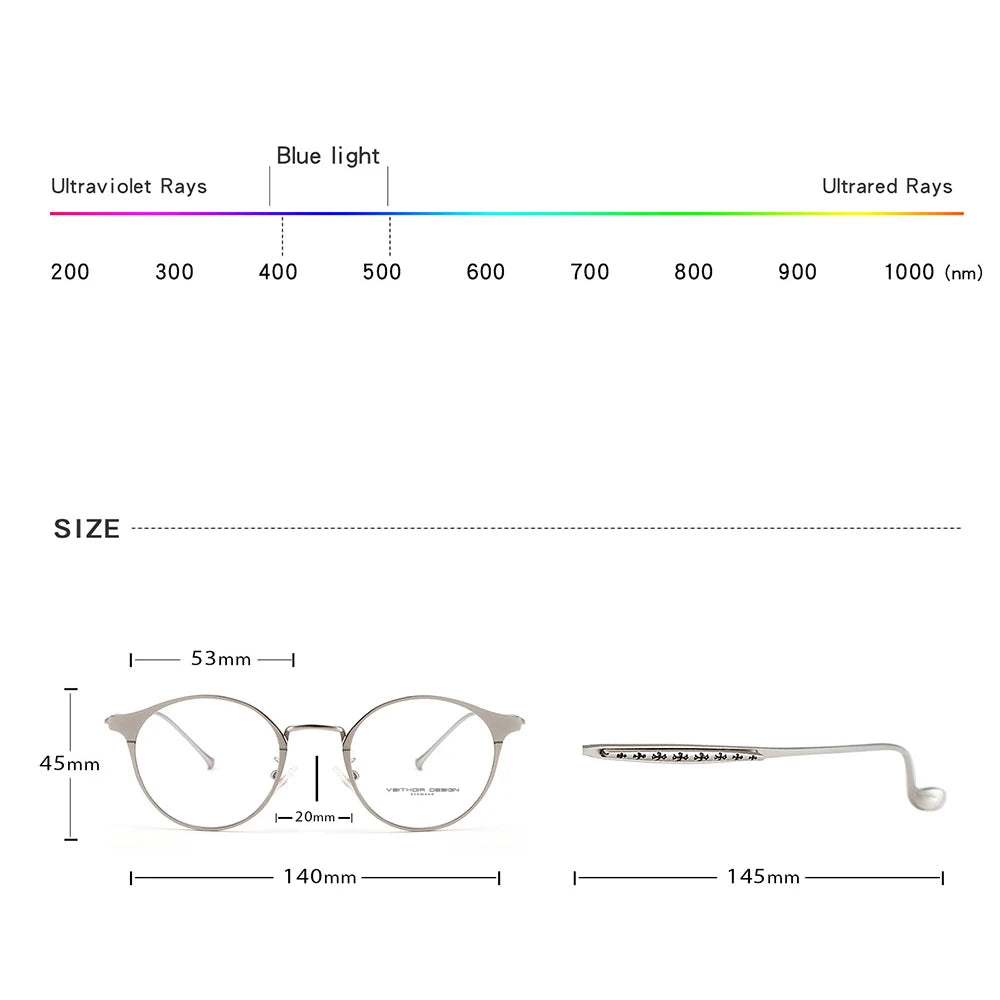 Hdcrafter Unisex Full Rim Round Titanium Alloy Eyeglasses 78006