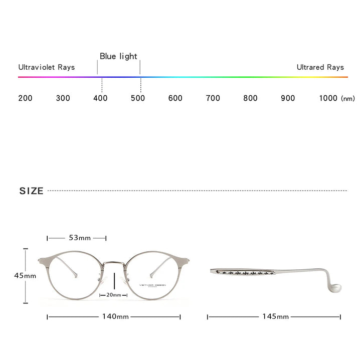 Hdcrafter Unisex Full Rim Round Titanium Alloy Eyeglasses 78006