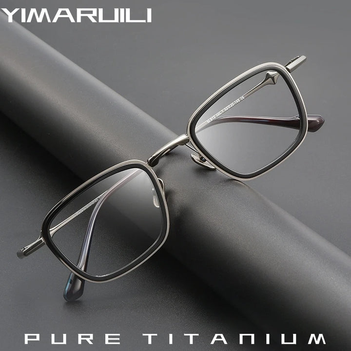 Yimaruili Unisex Full Rim Square Titanium Acetate Eyeglasses M81224