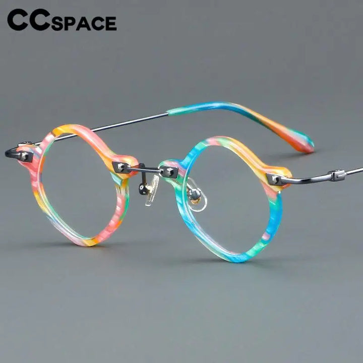 CCspace Women's Full Rim Round Acetate Alloy Eyeglasses 57170 Full Rim CCspace
