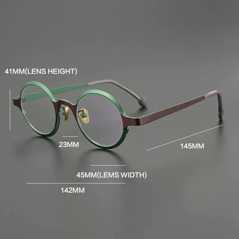 Gatenac Unisex Full Rim Round Titanium Eyeglasses Gxyj1205 Full Rim Gatenac