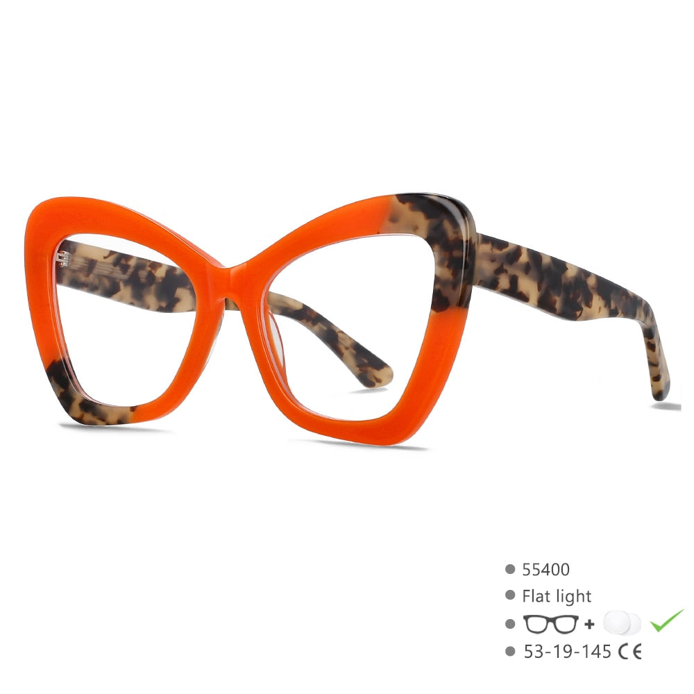 CCspace Women's Ful Rim Square Cat Eye Acetate Eyeglasses 55400 Full Rim CCspace Orange China