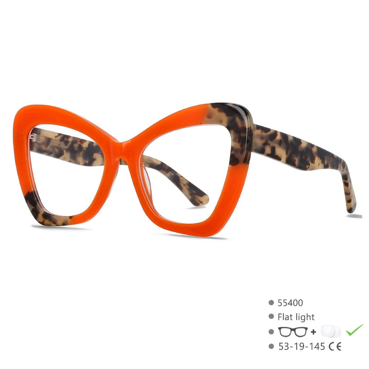 CCspace Women's Ful Rim Square Cat Eye Acetate Eyeglasses 55400 Full Rim CCspace Orange China
