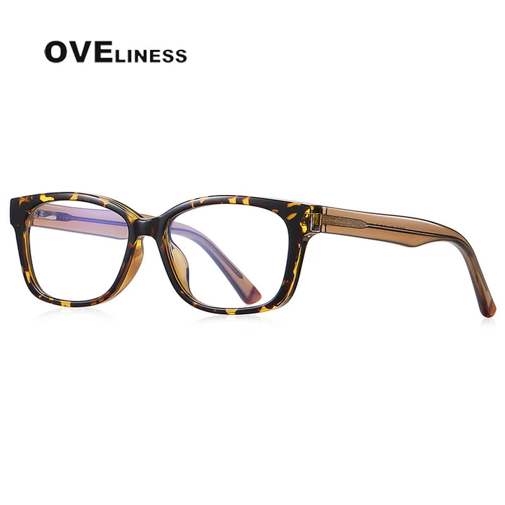 Oveliness Youth Unisex Full Rim Square Tr 90 Titanium Eyeglasses 20208 Full Rim Oveliness leopard print  