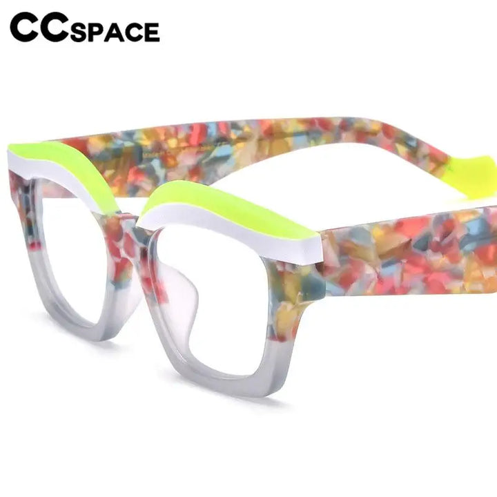 CCspace Unisex Full Rim Square Acetate Eyeglasses 57163 Full Rim CCspace