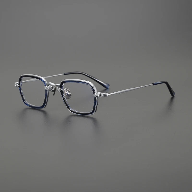 Gatenac Unisex Full Rim Big Square Titanium Acetate Eyeglasses Gxy1556 Full Rim Gatenac Silver