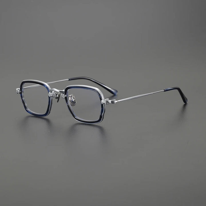 Gatenac Unisex Full Rim Big Square Titanium Acetate Eyeglasses Gxy1556 Full Rim Gatenac Silver