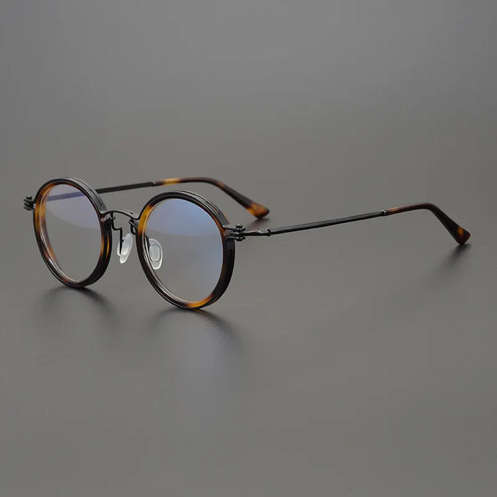 Black Mask Unisex Full Rim Round Titanium Acetate Eyeglasses 195021